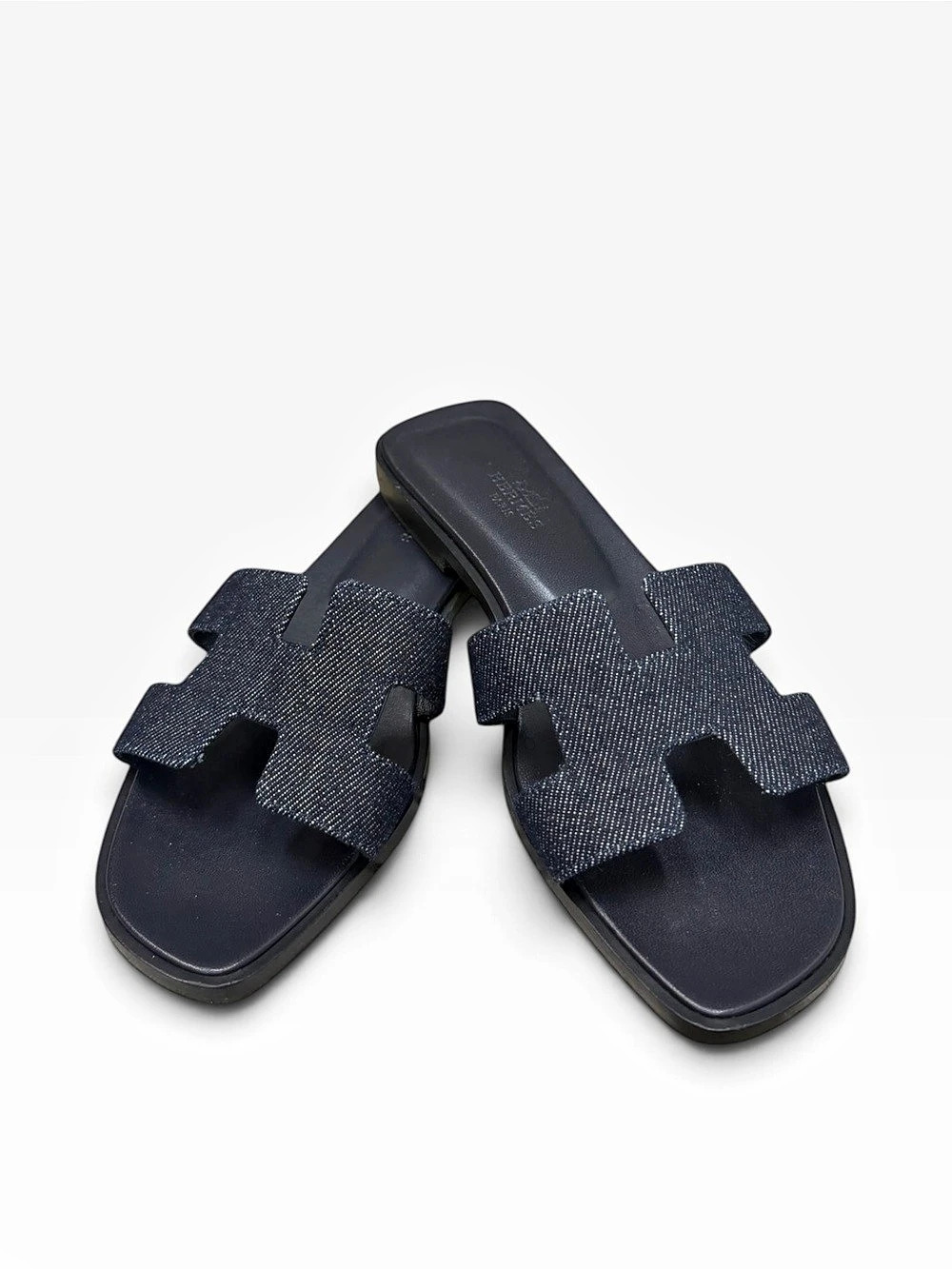 Hermes Oran Sandal in Denim Sandals Black EU 36